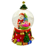 گوی موزیکال مدل چراغدار بابانوئل و هدایا طرح کریسمس کد B4125