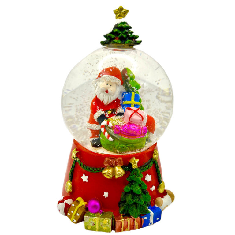 گوی موزیکال مدل چراغدار بابانوئل و هدایا طرح کریسمس کد B4125
