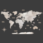 دیوارکوب مدل چوبی طرح نقشه جهان