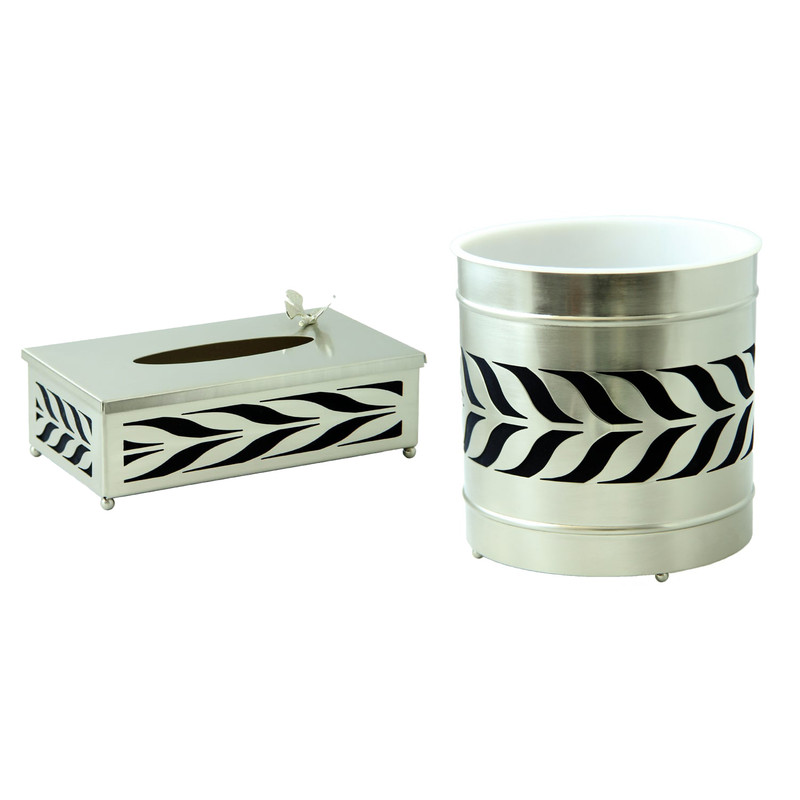 df1917b61ce4a2e23d5c61bfba08485b ست سطل و جای دستمال سالی نو مدل برگ زیتون کد N-551