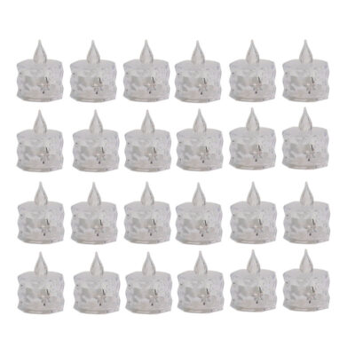 شمع ال ای دی مدل کریستالی شفاف طرح Diamond مجموعه 24 عددی