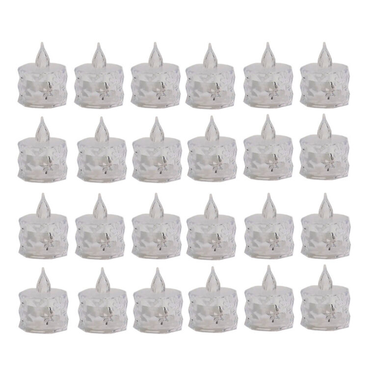 شمع ال ای دی مدل  کریستالی شفاف طرح Diamond مجموعه 24 عددی