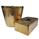 ست سطل و جای دستمال کاغذی مدل آلومینیوم طرح چکشی