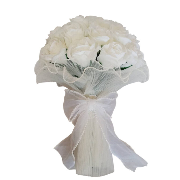 دسته گل مصنوعی طرح عروس مدل رز و پاپیون