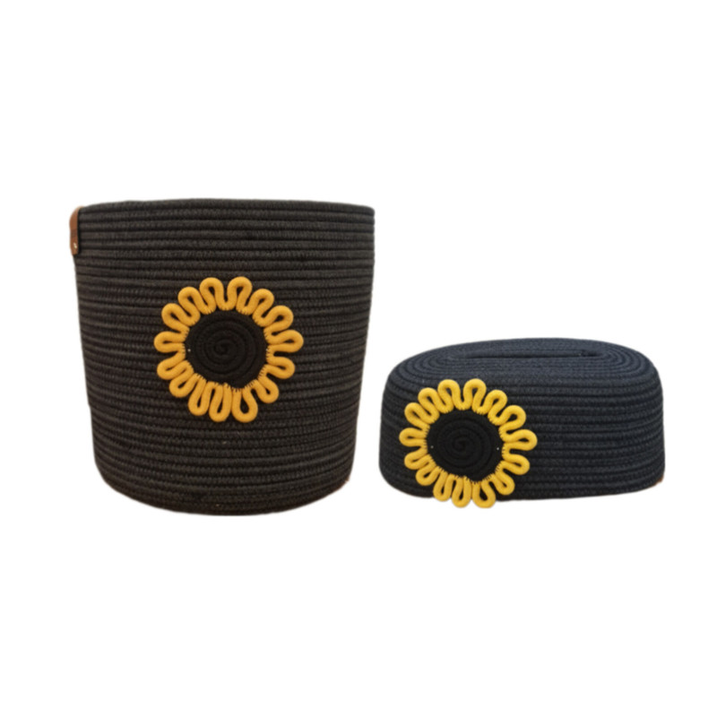 f3560066649a441106ca78a5f70f7b4e ست سطل و جای دستمال لالی پاپ مدل آفتابگردان