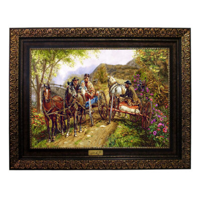 تابلو فرش ماشینی نقش نگار رضوی طرح درشکه کد 917P