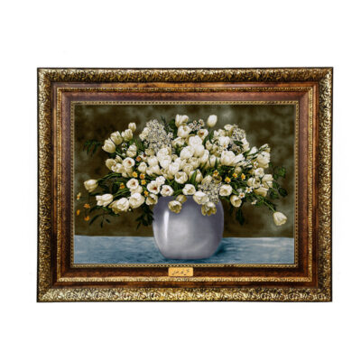 تابلو فرش ماشینی نقش نگار رضوی طرح گل کد 2290KH