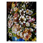 تابلو فرش دستباف مدل گلدان گل ابریشمی کد 304